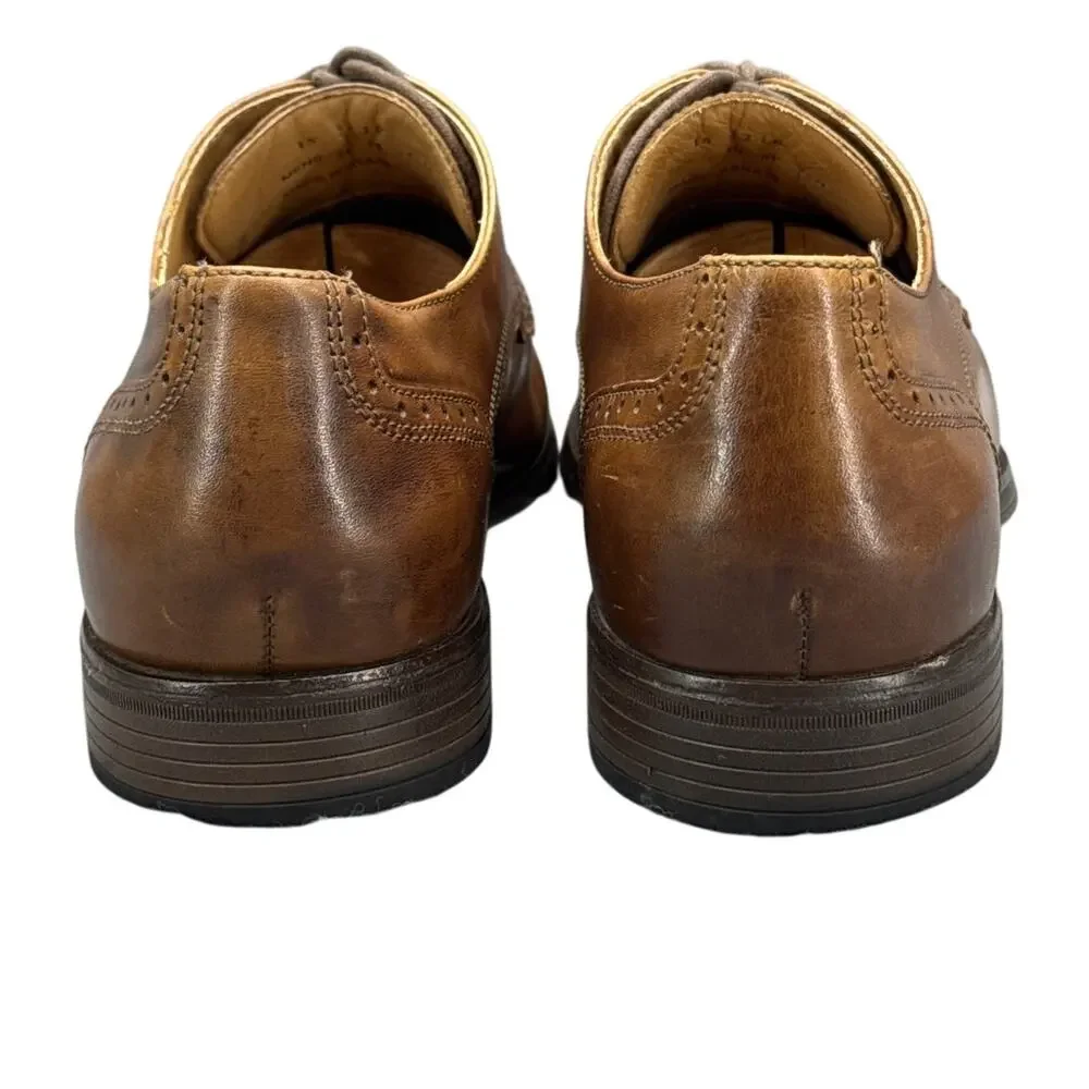 Johnston & Murphy Lewis Cap Toe Brown Leather Dress Oxford Shoe Men 10 M